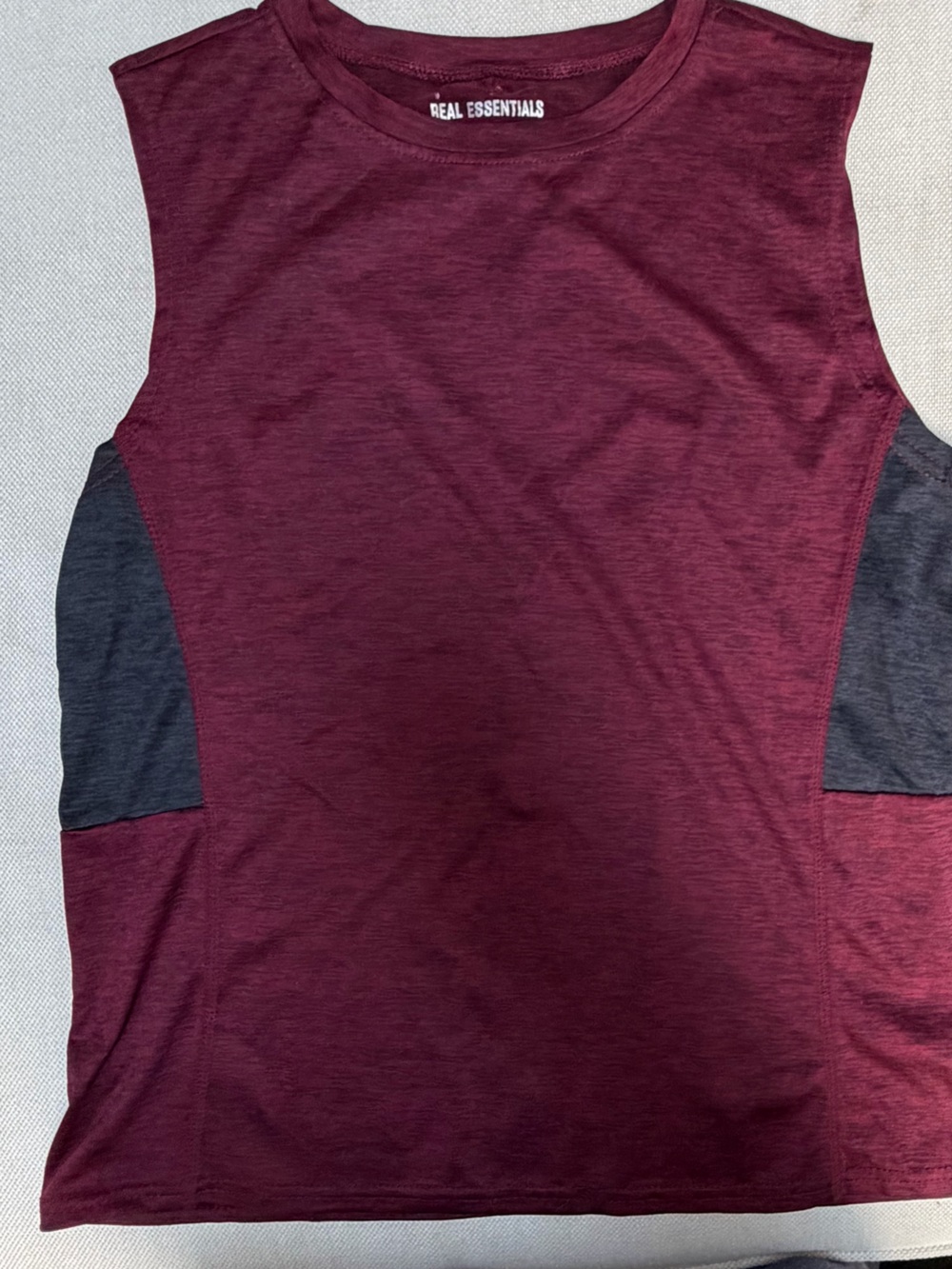 Burgundy Heather w/ Charcoal Contrast-Panel Dri-Fit Sleeveless Shirt